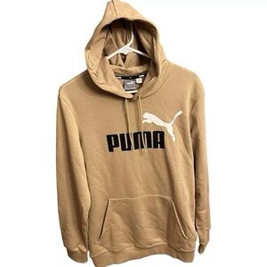 Puma Hoodie SM Mens Puma Sweatshirt Fleece TAN w/ BLACK & WHITE Big Logo NEW NWT